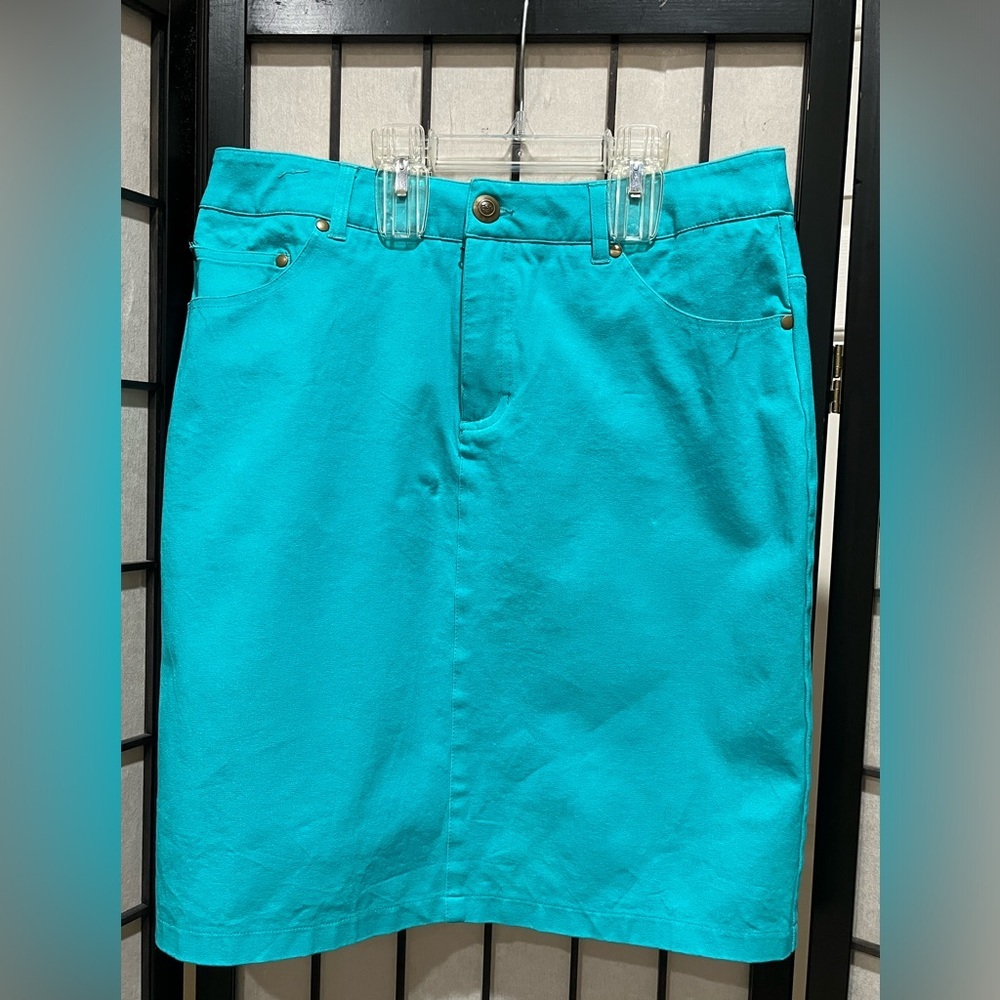 Turquoise Denim PENCIL Skirt E39 BY ERIC, PREPPY, SPORTY WOMEN SIZE 8